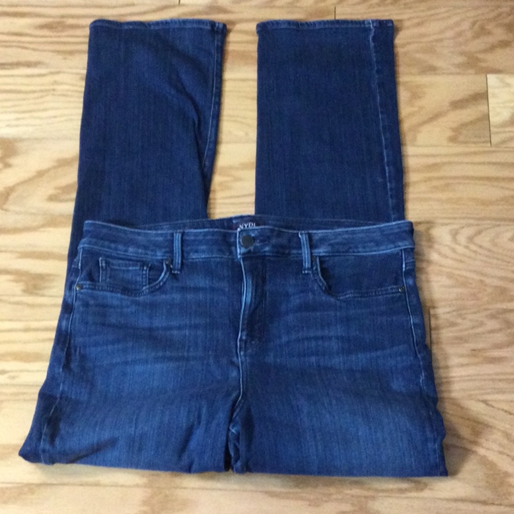 16 NYDJ LiftxTuck Sure Stretch Marilyn Dark Blue Straight-Leg Jeans